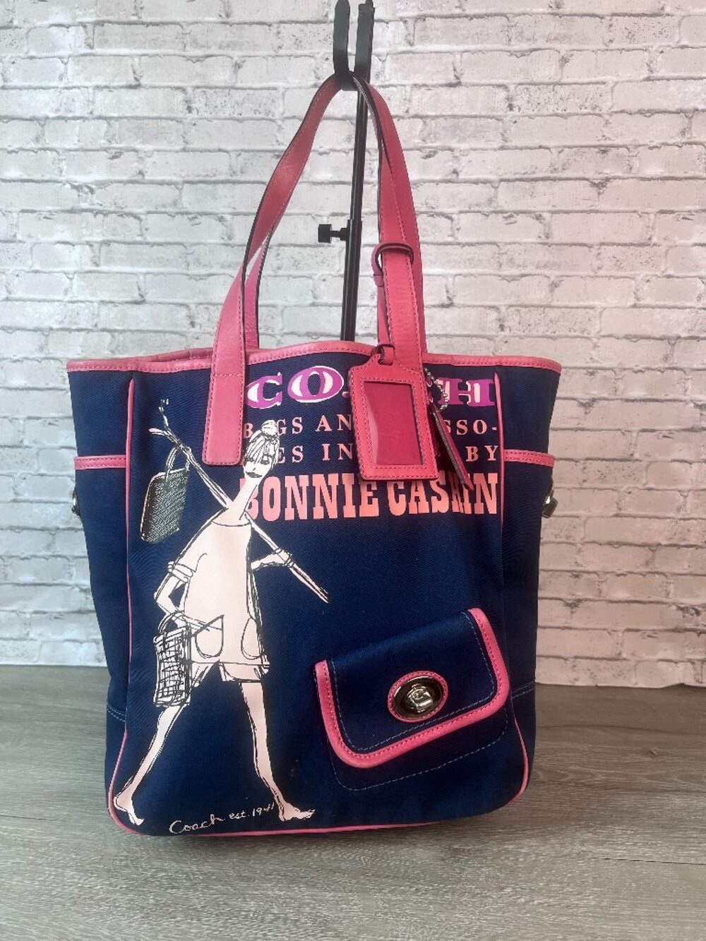 Very Rare Coach Bonnie Cashin Tote Shoulder Bag Blue Canvas